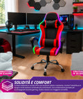Nexor ergonomischer Gaming-Stuhl mit RGB-Beleuchtung und Massage-Lendenkissen, verstellbarer Bürosessel mit Fernbedienung EAN 8056819078855