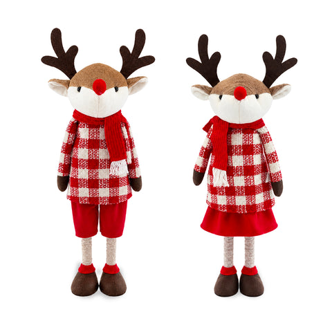 Saint Joy ausziehbares Weihnachtsrentier 45 80 cm mit Teleskopbeinen Eisenstruktur 2 Outfits skandinavisch oder Country EAN 8056819079593