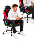 Nexor ergonomischer Gaming-Stuhl mit RGB-Beleuchtung und Massage-Lendenkissen, verstellbarer Bürosessel mit Fernbedienung EAN 8056819078855