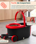 Avilia Home 360 Grad Rotationsmopp Set mit 14 l Eimer 46 x 27 x 22 cm und Stahlschleuder inklusive 2 Mikrofaserbezügen Seifendosierer und Teleskopstiel universelles Bodenwischset mit Rädern und Ablass EAN 8052879013140
