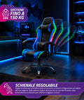Nexor ergonomischer Gaming-Stuhl mit RGB-Beleuchtung und Massage-Lendenkissen, verstellbarer Bürosessel mit Fernbedienung EAN 8056819078855