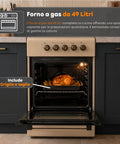 Wintem Gaskocher 50x50 cm mit 49-Liter-Gasofen 4 Brenner mit unterschiedlicher Leistung Sicherheitsventilen und Abdeckung EAN 8056819078930
