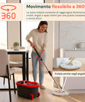 Avilia Home 360 Grad Rotationsmopp Set mit 14 l Eimer 46 x 27 x 22 cm und Stahlschleuder inklusive 2 Mikrofaserbezügen Seifendosierer und Teleskopstiel universelles Bodenwischset mit Rädern und Ablass EAN 8052879013140