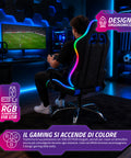 Nexor ergonomischer Gaming-Stuhl mit RGB-Beleuchtung und Massage-Lendenkissen, verstellbarer Bürosessel mit Fernbedienung EAN 8056819078855