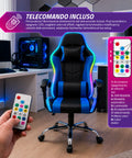 Nexor ergonomischer Gaming-Stuhl mit RGB-Beleuchtung und Massage-Lendenkissen, verstellbarer Bürosessel mit Fernbedienung EAN 8056819078855
