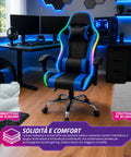Nexor ergonomischer Gaming-Stuhl mit RGB-Beleuchtung und Massage-Lendenkissen, verstellbarer Bürosessel mit Fernbedienung EAN 8056819078855