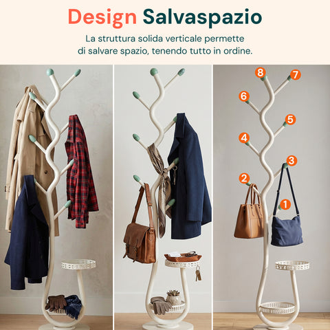 Avilia Home moderner weißer Metallkleiderständer mit 2 runden Ablagen 24 cm robuste und platzsparende Struktur Höhe 1665 cm EAN 8052879010217