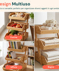 Avilia Home vielseitiger Bambus Organizer mit 3 Ebenen für Küche und Bad atmungsaktive Struktur 30x33x41 cm Tragfähigkeit 8 kg EAN 8052879011283