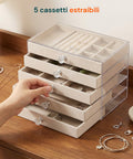 avilia home Schmuckkästchen mit 5 Schubladen Schmuckorganizer mit Fächern verschiedener Größen ean 8052879011634