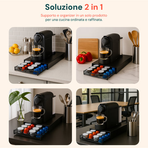 Avilia Kapselhalter 2 in 1 kompatibel mit Nespresso und A Modo Mio mit Maschinenbasis EAN 8015361084738