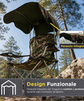 Daimann klappbarer Campingstuhl mit Sonnendach Gestell aus Kohlenstoffstahl Tragfähigkeit 120 kg strapazierfähiges Oxford-Gewebe Maße 53x77x130 cm platzsparend mit Tragetasche EAN 8050030810980