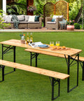 Garden Friend rechteckiges klappbares Biergartenset aus Eisen und Holz 3 Teile 70x220 cm grün EAN 8023755029272