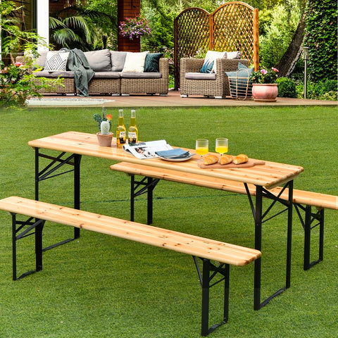 Garden Friend rechteckiges klappbares Biergartenset aus Eisen und Holz 3 Teile 70x220 cm grün EAN 8023755029272