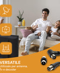 Omega Koaxialkabel für TV-Antenne 3m Stecker Stecker mit schwarzem Adapter EAN 8051191550272