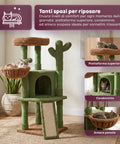 Puppy Lovers Katzenkratzbaum in Kaktusform 1065 cm Kratzbaum aus natürlichem Sisal mit Häuschen Schlafhöhle Korb und Spielball modernes Design grün und braun EAN 8054806950849