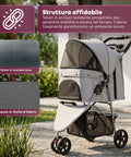 Puppy Lovers faltbarer Kinderwagen für Hunde und Katzen grau transparente Kabine mit 360 Grad Sicht Tierwagen aus Stahl und Oxford-Gewebe mit Getränkehalter und Korb belastbar bis 15 kg EAN 8054806950276