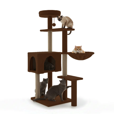 puppy lovers 120 cm hoher Kratzbaum für Katzen mit Schlafhöhle und mehrstöckiger Hängematte verschiedene Farben EAN 8054806950542