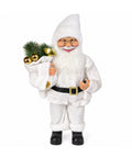 Saint Joy dekorativer Weihnachtsmann, 60 cm, mit Kiefernzweig und Weihnachtsschmuck, detailreiche Weihnachtsstatue in 4 Varianten: Rot, Eskimo, Weiß und Grau, EAN 8056819080575