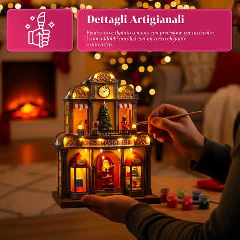 saint joy animiertes Weihnachtsmannhaus mit LED-Lichtern Musik und Bewegung EAN 8050043127365