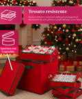 Saint Joy Organizer für 64 Weihnachtskugeln aus Oxfordstoff und Vliesstoff mit Deckel und Griffen EAN 8050043127556