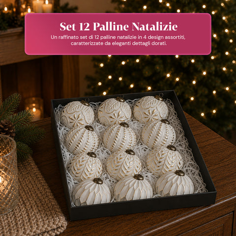 saint joy palline di natale set 12 pezzi a8 cm stile antico 2 colori ean 8050043128263