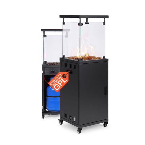 Wintem Gas-Feuerstelle für den Außenbereich mit Lavastein und Rädern 12 kW EAN 8052286432114