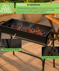 Zendea Holzkohle- und Holzgrill aus Stahl mit hohen Beinen Feuerstelle 74x38 cm und Grillrost 70x34 cm mit großer Grillfläche EAN 8056819079531