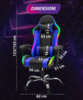 Nexor ergonomischer Gaming-Stuhl mit RGB-Beleuchtung und Massage-Lendenkissen, verstellbarer Bürosessel mit Fernbedienung EAN 8056819078855