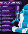 Nexor ergonomischer Gaming-Stuhl mit RGB-Beleuchtung und Massage-Lendenkissen, verstellbarer Bürosessel mit Fernbedienung EAN 8056819078855