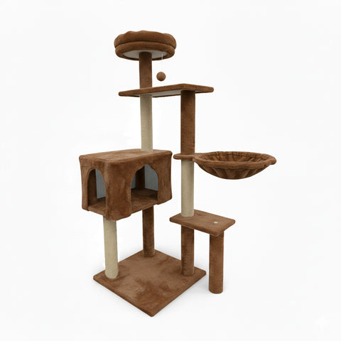 puppy lovers 120 cm hoher Kratzbaum für Katzen mit Schlafhöhle und mehrstöckiger Hängematte verschiedene Farben EAN 8054806950542