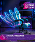 Nexor ergonomischer Gaming-Stuhl mit RGB-Beleuchtung und Massage-Lendenkissen, verstellbarer Bürosessel mit Fernbedienung EAN 8056819078855