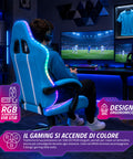 Nexor ergonomischer Gaming-Stuhl mit RGB-Beleuchtung und Massage-Lendenkissen, verstellbarer Bürosessel mit Fernbedienung EAN 8056819078855