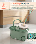 Avilia Home 360 Grad Rotationsmopp Set mit 14 l Eimer 46 x 27 x 22 cm und Stahlschleuder inklusive 2 Mikrofaserbezügen Seifendosierer und Teleskopstiel universelles Bodenwischset mit Rädern und Ablass EAN 8052879013140