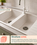 Avilia Home Küchenspüle mit zwei Becken mit oder ohne Abtropffläche, weiß oder schwarz, Armatur inklusive EAN 8056819079098