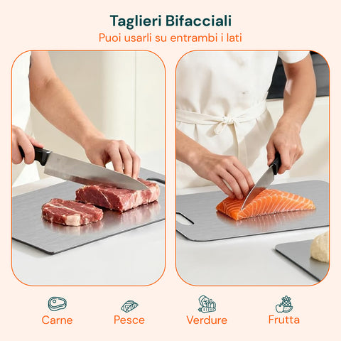 avilia home Set mit 3 doppelseitigen Schneidebrettern verschiedene Größen aus rostfreiem Edelstahl ean 8052879011498