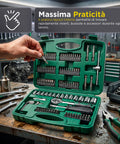 Daimann Werkzeugset 130 teilig aus Chrom Vanadium Stahl mit Ratsche Bits und Stecknüssen EAN 8056590070413