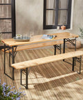 Garden Friend rechteckiges klappbares Biergartenset aus Eisen und Holz 3 Teile 70x220 cm grün EAN 8023755029272