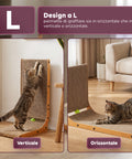 Puppy Lovers Kratzbaum für Katzen in L Form Höhe 68 cm robuster Kratzbaum aus Wellpappe und MDF Holz platzsparendes Design mit integriertem Ballspiel EAN 8054806950528