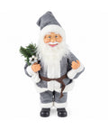 Saint Joy dekorativer Weihnachtsmann, 60 cm, mit Kiefernzweig und Weihnachtsschmuck, detailreiche Weihnachtsstatue in 4 Varianten: Rot, Eskimo, Weiß und Grau, EAN 8056819080575