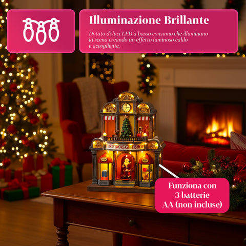 saint joy animiertes Weihnachtsmannhaus mit LED-Lichtern Musik und Bewegung EAN 8050043127365