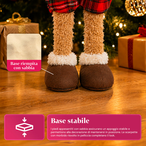 Saint Joy ausziehbarer Weihnachtsteddybär 40 75 cm mit Teleskopbeinen und Eisenstruktur 2 Outfits verfügbar EAN 8056819079555