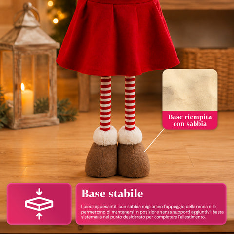 Saint Joy ausziehbares Weihnachtsrentier 45 80 cm mit Teleskopbeinen Eisenstruktur 2 Outfits skandinavisch oder Country EAN 8056819079593