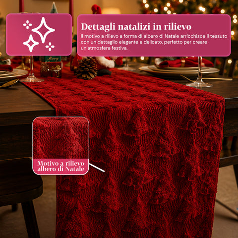 saint joy runner natalizio 33x180 cm con alberi in rilievo rosso o verde ean 8050043128317