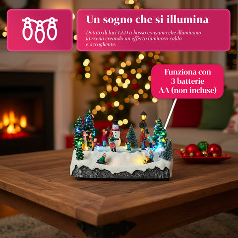 Saint Joy animiertes Weihnachtsdorf Silentpark mit LED Lichtern Musik und beweglichen Schlittschuhläufern EAN 8050043127495