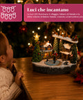 saint joy villaggio natalizio luminoso snowtime con pista di pattinaggio animata luci led e musica slitta di babbo natale polyresin 215x158x225 cm ean 8050043127723