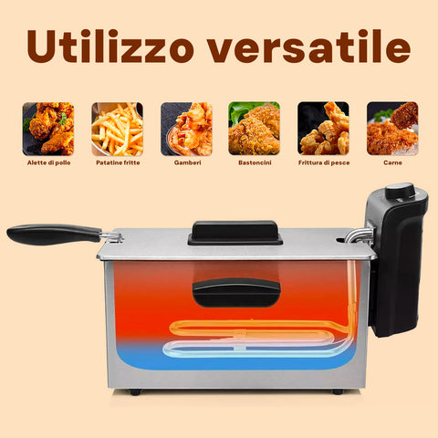 Tristar Fritteuse 3l aus Edelstahl 2000W mit Thermostat 130 190C silber EAN 8713016083739
