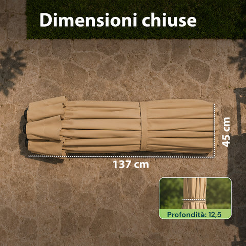 Zendea ovaler XXL Gartenschirm 400 x 200 aus Kohlenstoffstahl und Polyesterbespannung Höhe 275 m Sockel nicht enthalten EAN 8050030810942