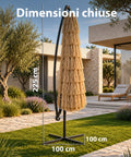 Zendea Gartenlampe Sonnenschirm in Rattanoptik Höhe 275 m mit Gestell aus Kohlenstoffstahl Kurbel und Kreuzständer EAN 8050030810720