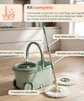 Avilia Home 360 Grad Rotationsmopp Set mit 14 l Eimer 46 x 27 x 22 cm und Stahlschleuder inklusive 2 Mikrofaserbezügen Seifendosierer und Teleskopstiel universelles Bodenwischset mit Rädern und Ablass EAN 8052879013140