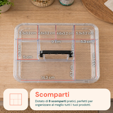avilia home transparenter Medikamentenorganizer mit 2 Ebenen Griff und Clipverschluss 8 obere Fächer 235x17x135 cm ean 8052879011375